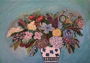 Unikatna slika "Cvetje v vazi", dimenzije 34x49 cm