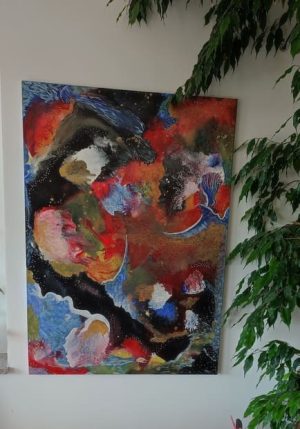 Abstraktna slika “Reka ljubezni”, dimenzije 103×76 cm